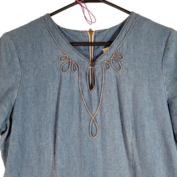 Chorus Blues Women's Size 6 Blue Denim Dress Short Sleeve Maxi Dress - Picture 3 of 8